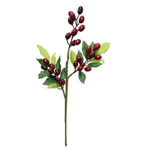 Rustic Red Berry Stem 13.5 Inch Artificial Cranberry Branch Farmhouse Lodge Cabi